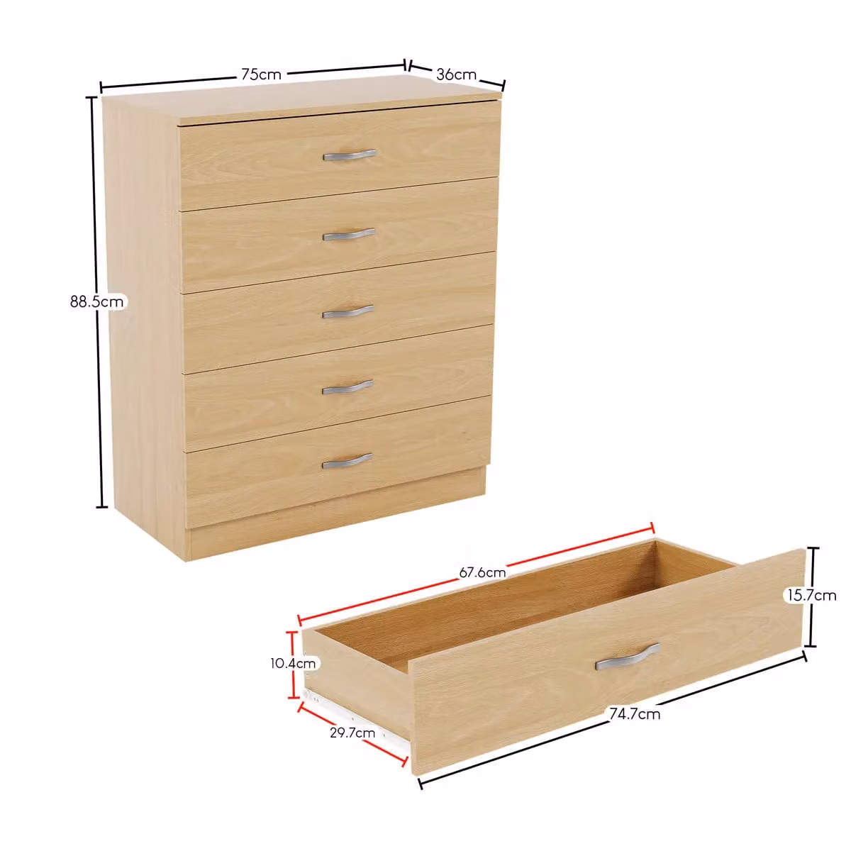 Vida Designs Riano 5 Drawer Chest of Drawers in Brown – 1