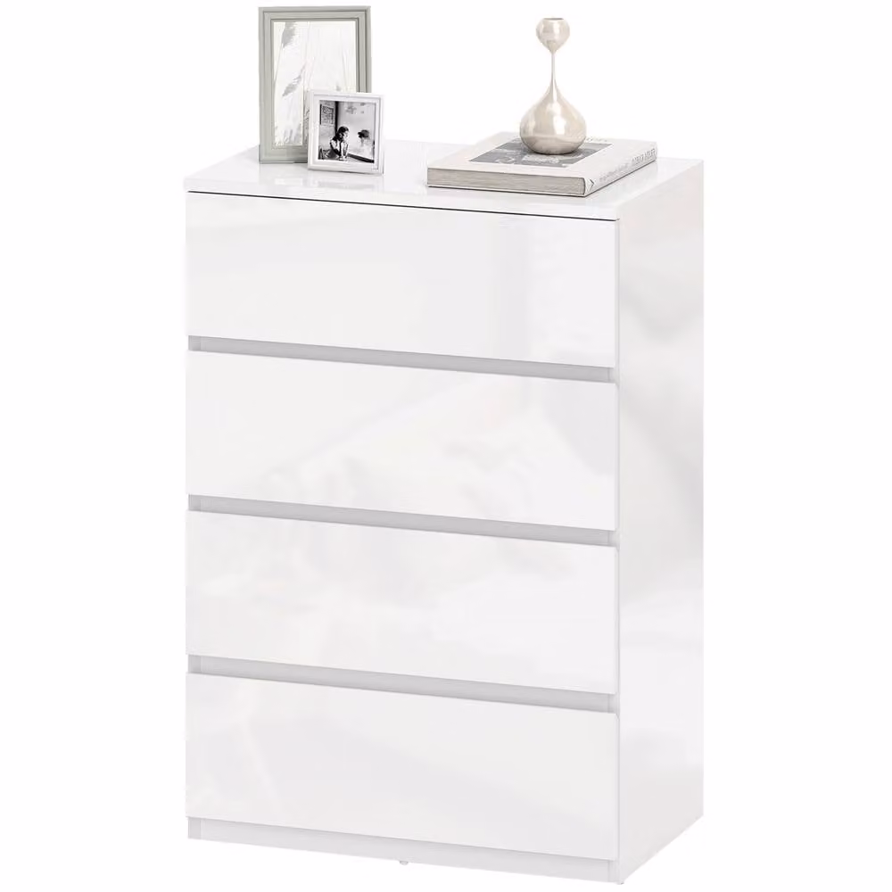 STILVORA Modern White Chest of Drawers with 4 Soft-Close MDF Drawers – 3