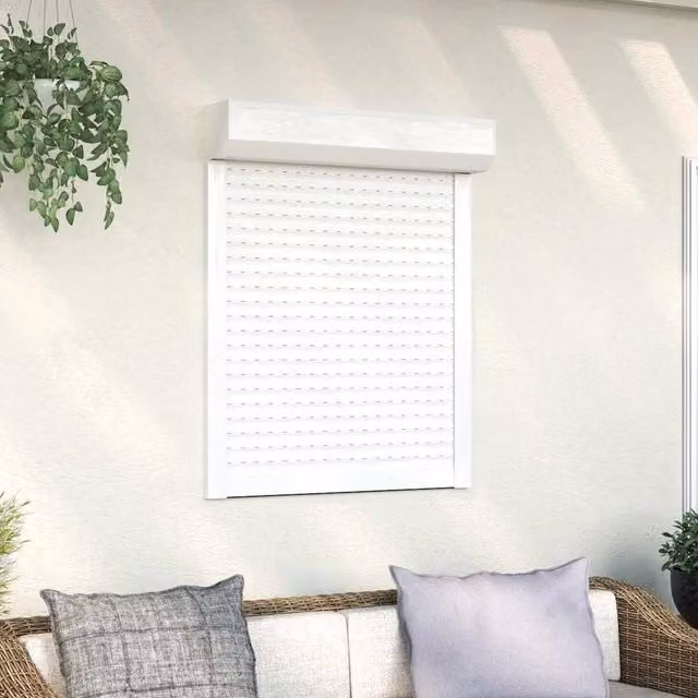 Berkfield Home Manual Aluminium Roller Shutter, White, W: 70 cm, H: 100 cm