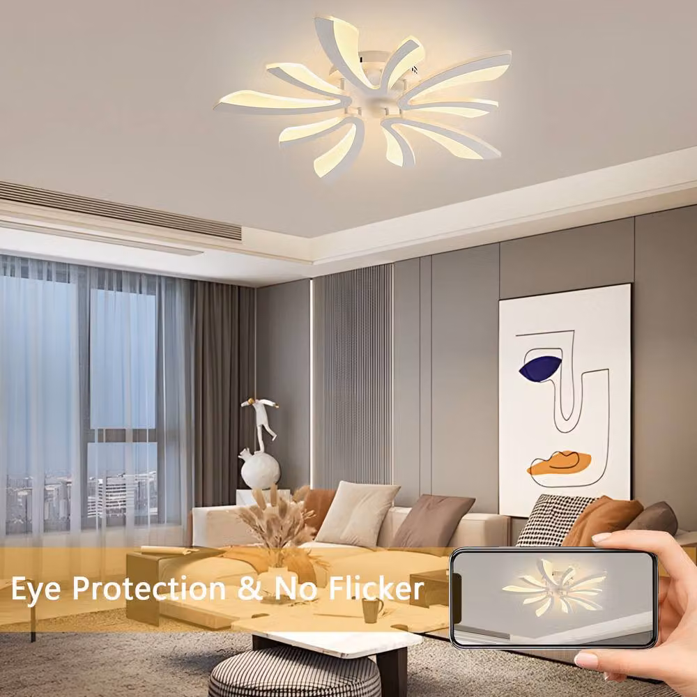 Pheashine Modern White V-Shape LED Ceiling Light, 50W, 3000K Warm White, Diameter: 68 cm – 2