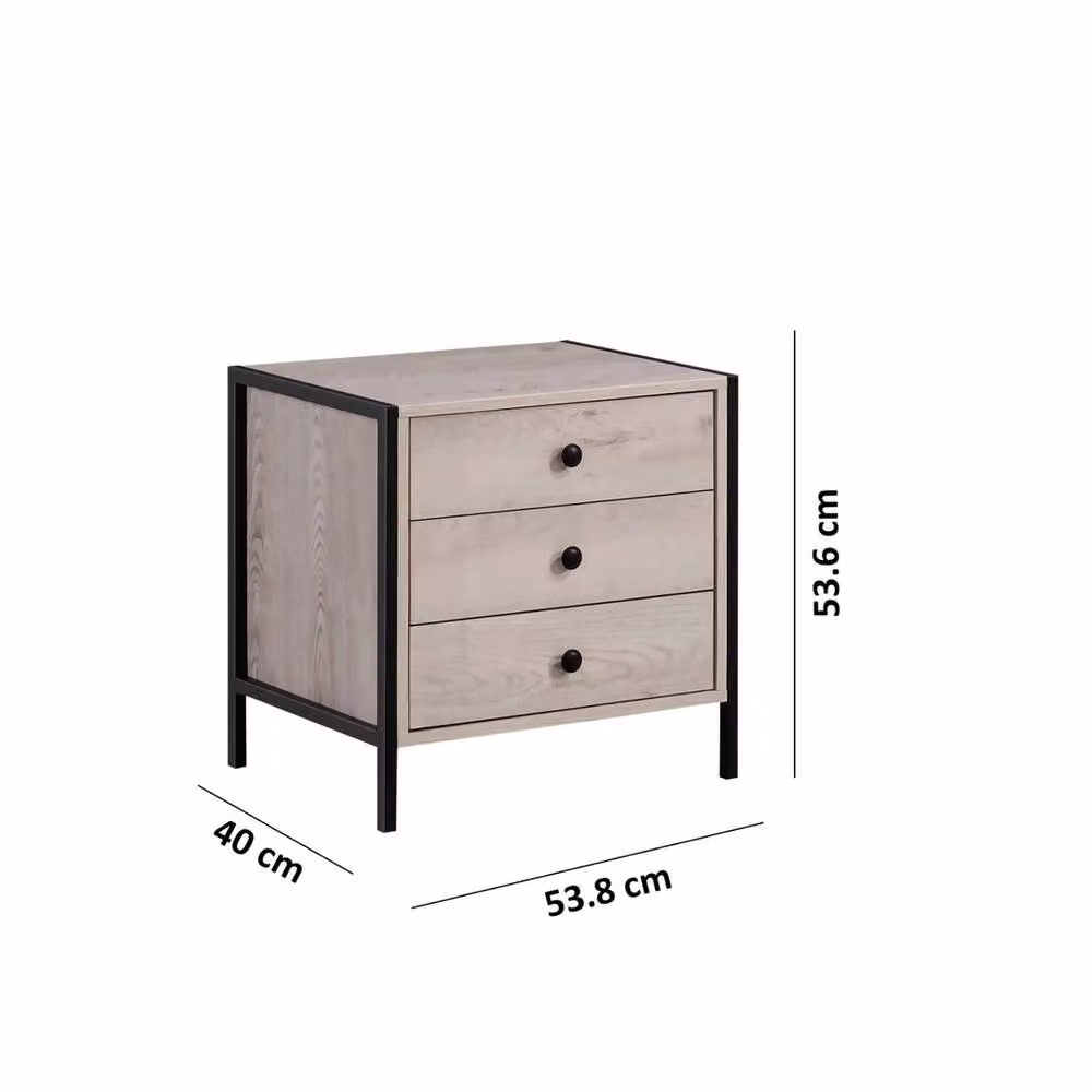 ERGOVEXA Modern 3-Drawer Bedside Storage Unit in Light Oak – 2
