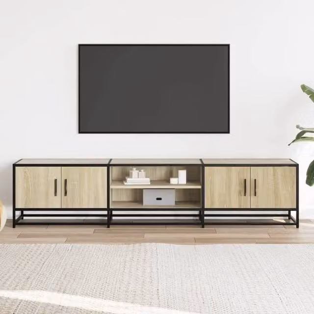 Berkfield Home Industrial TV Cabinet in Sonoma Oak, W/D/H: 180 x 35 x 41 cm