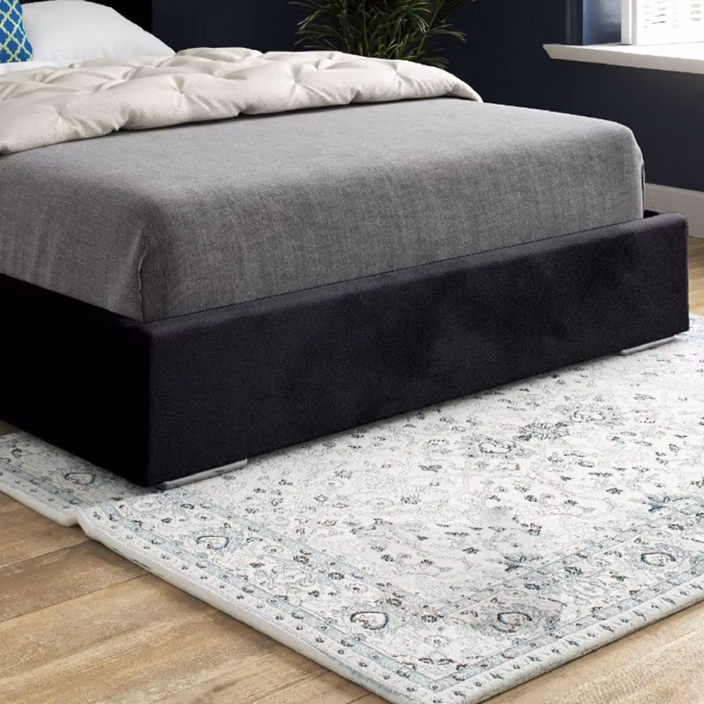 KDMD Finsbury Black Soft Velvet Upholstered Chesterfield Designer Bed Frame, W/D/H: 200 x 200 x 189 cm – 5