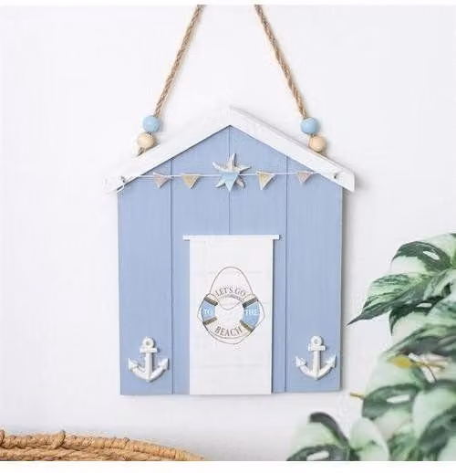 KDMD Blue Nautical Wood Life Ring Beach Hut Hanging Decoration