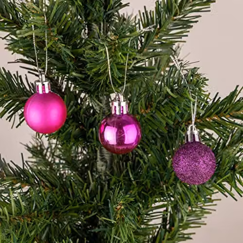 Shatchi 24-Piece Shatterproof Christmas Bauble Set in Purple and Silver – 2