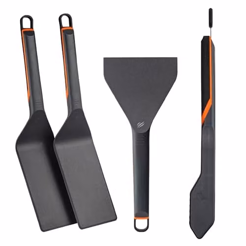 Blackstone Set of 4 Heat Resistant Nylon Cooking Utensils for Electric Griddles in Black and Orange
