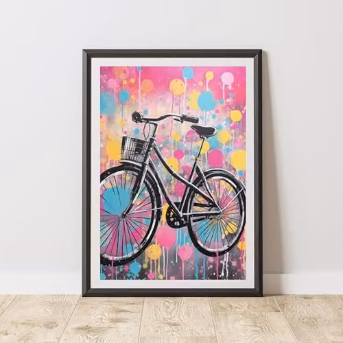 60 Second Makeover Multicolour Bike Pop Art Paper Poster, A4