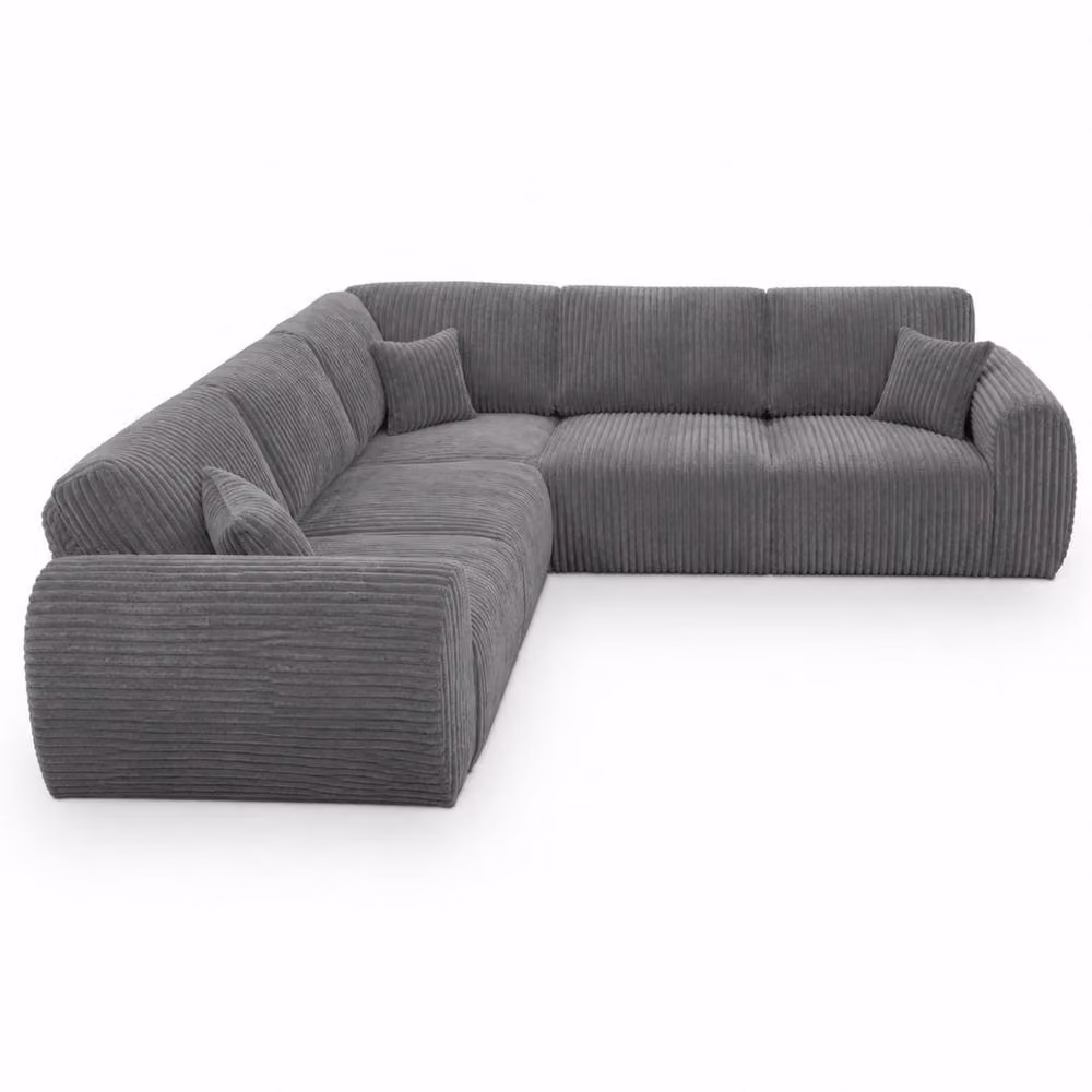 Snug Furniture Birmingham Ltd Sereno Jumbo Cord Large L-Shape Corner Sofa in Grey – 2