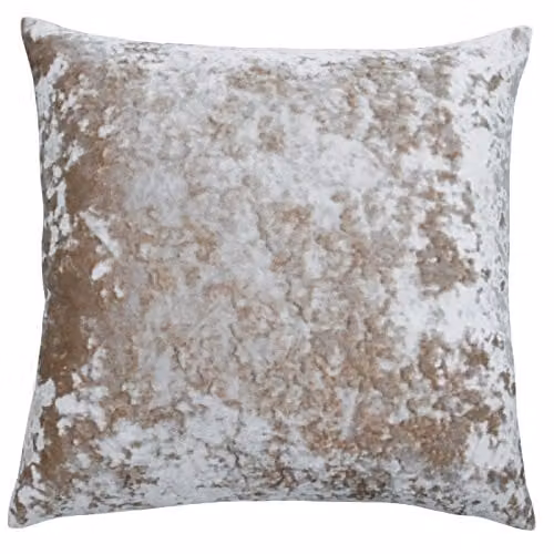 Riva Paoletti Verona Square Cushion Cover in Oyster Beige Crushed Velvet, W x D: 55 x 55 cm