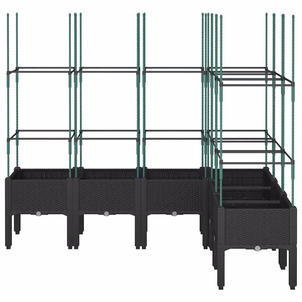 Berkfield Home Garden Planter with Trellis in Black, W/D/H: 160 x 120 x 142.5 cm – 3