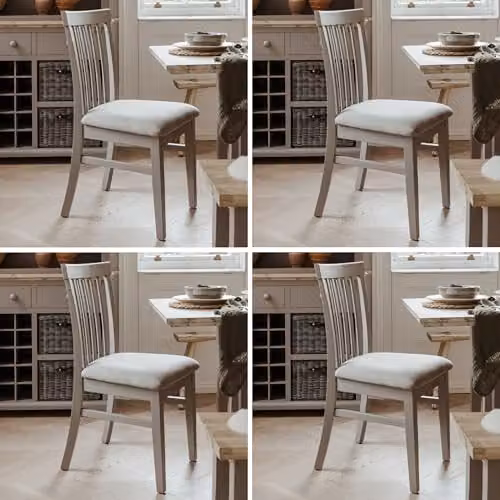 Statement Furniture Florence Wooden Dining Chairs with Upholstered High Back, Set of 4, Grey, W: 45 cm, D: 53 cm, H: 94 cm, Seat Height: 45 cm