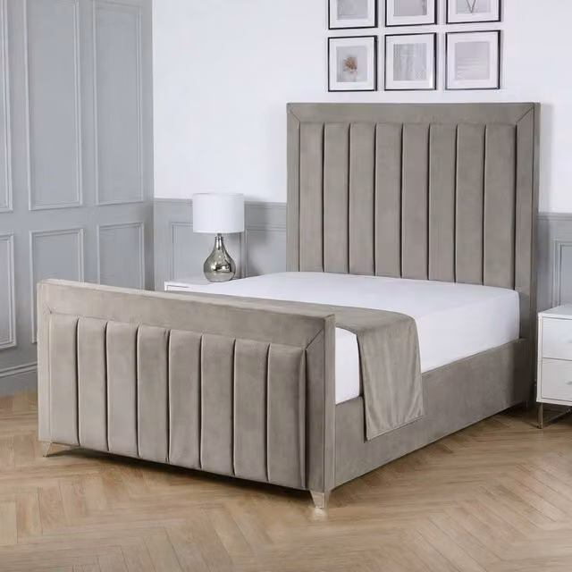 Living Comfort Bedz Elara Upholstered Gas Lift Storage Bed in Light Grey, Super King Size – 1