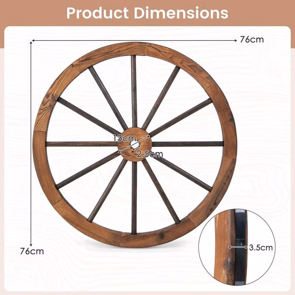 VOGREX Set of 4 Brown Vintage Decorative Wooden Wagon Wheels – 2