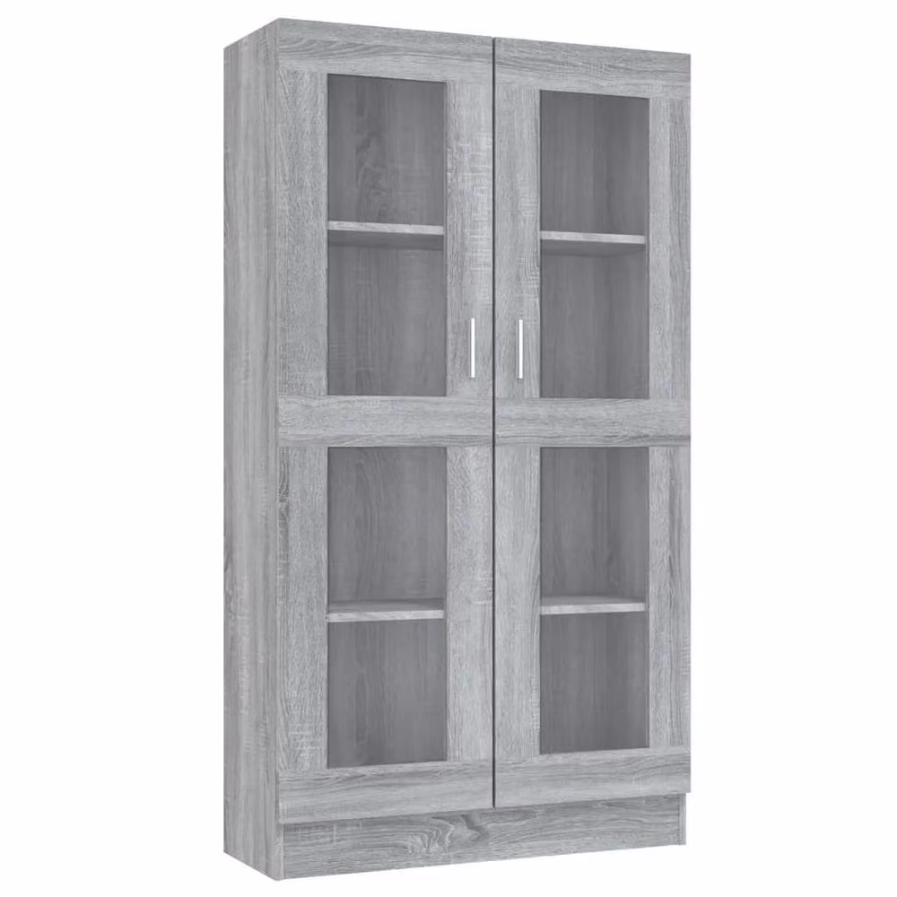 Berkfield Home Grey Sonoma Vitrine Cabinet with Glass Doors, W: 82.5 cm, D: 30.5 cm, H: 150 cm – 2
