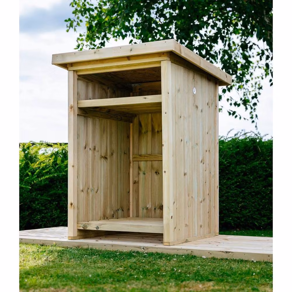The Garden Village Billington Mini Log Store in Brown, L96 x W89 x H123 cm – 3