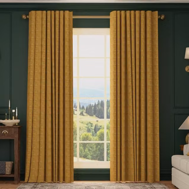 HOUSE Llewelyn-Bowen Llewelyn-Bowen Ottoman Made To Measure Blackout Chenille Curtains in Yellow Ochre