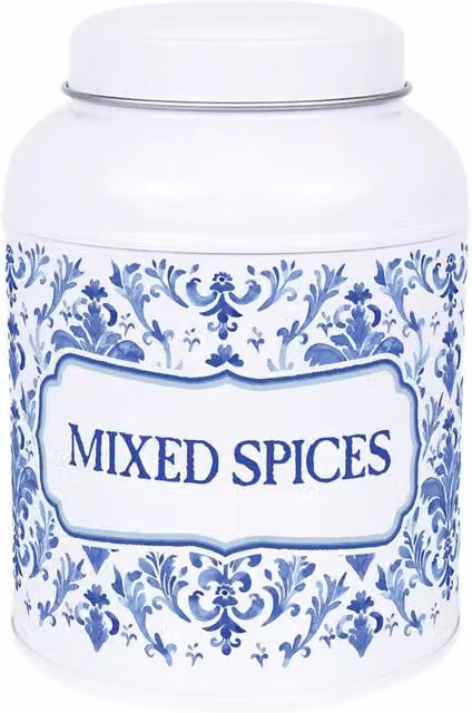Purely Home Oriental Ink Peppercorn Canister, Small Domed Lid Kitchen Storage Jar, Blue and White, 110g