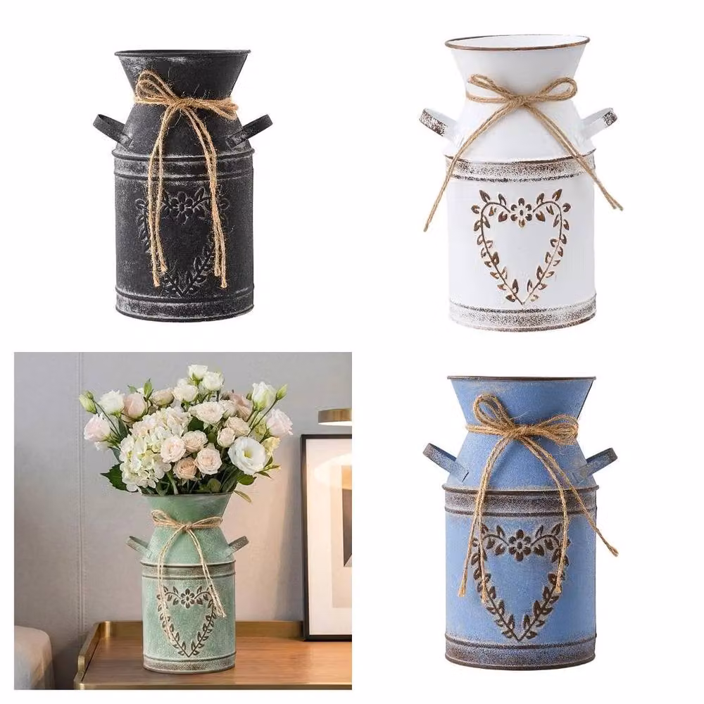 NESTLUNE Black Vintage Metal Rustic Leaf Flower Vase, Height: 100 cm, Width: 15 cm – 2