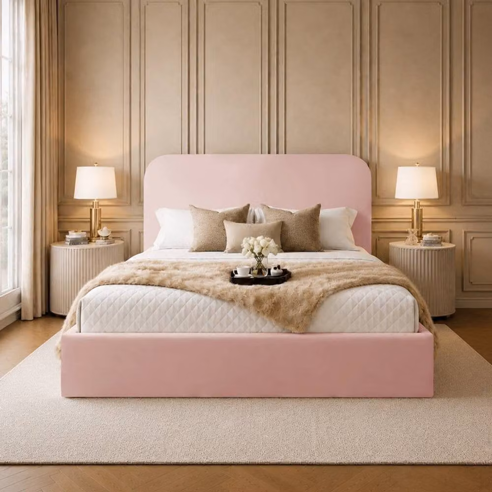 Desire Deco Elysium Ottoman Storage Bed Frame in Pink, Super King, W: 200 cm x D: 200 cm – 1