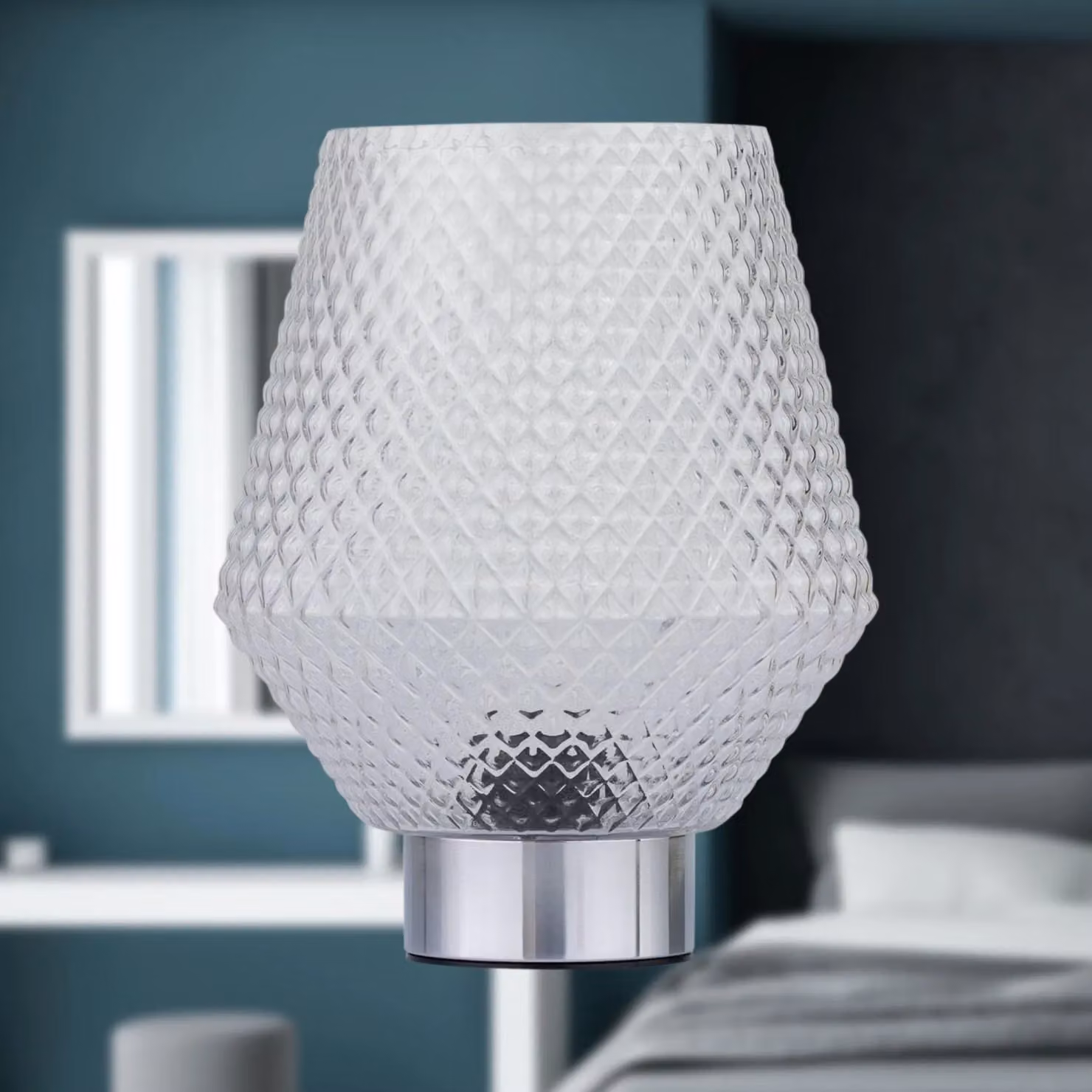 First Choice Lighting Porter Battery Operated Chrome Table Lamp with Transparent Glass in Silver – 2