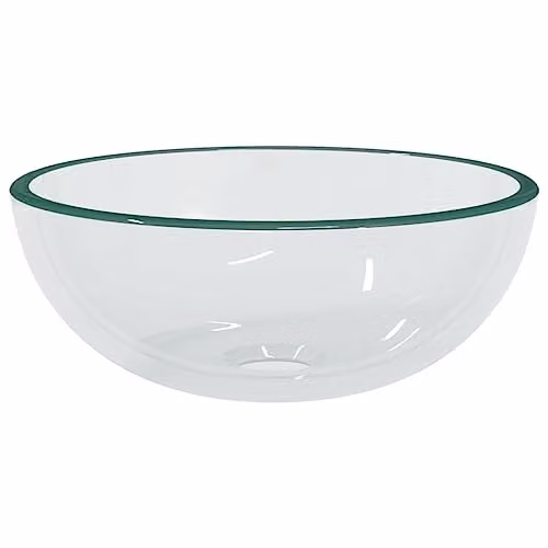 vidaXL Round Tempered Glass Countertop Basin, Transparent, Diameter: 30 cm, Height: 12 cm