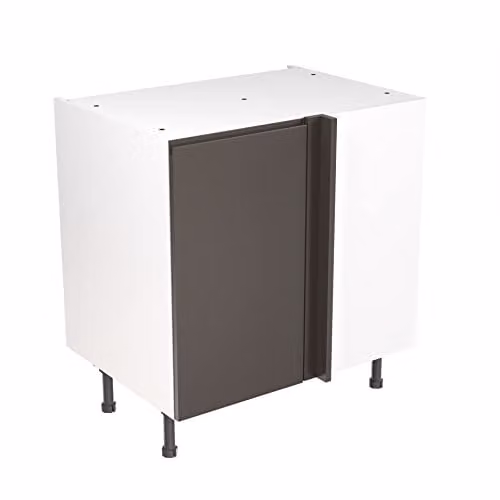 Kitchen Kit Graphite Matt Blind Corner Base Cabinet with Soft Close J-Pull Doors, W/D/H: 80 x 65 x 87 cm
