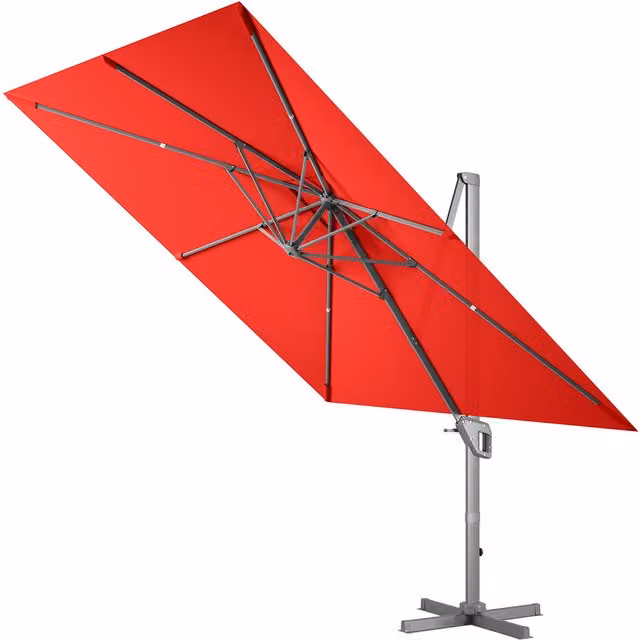 COSTWAY 10ft Red Aluminium Cantilever Patio Umbrella