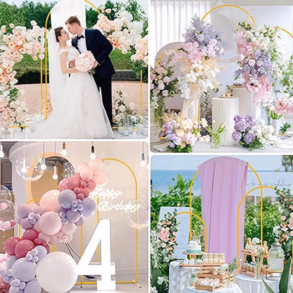 Kelvenix Gold Metal Arch Wedding Frame, W: 200 cm, H: 100 cm – 2