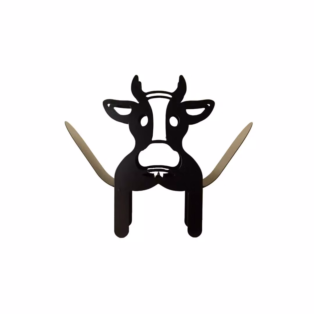 Marco Paul Cow Design Black Metal Freestanding Toilet Roll Holder and Spare Roll Holder – 3