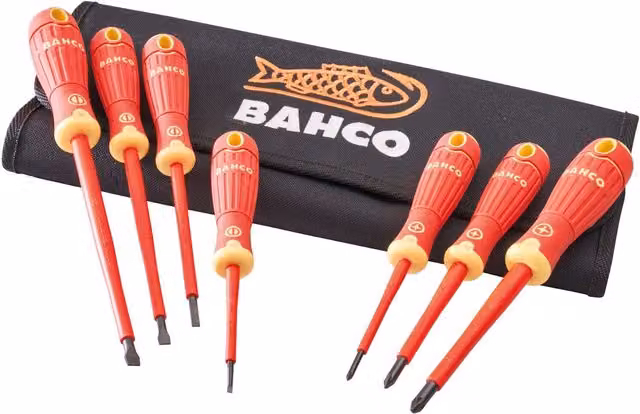 Bahco 7 Piece VDE Steel Screwdriver Set with Wallet in Red