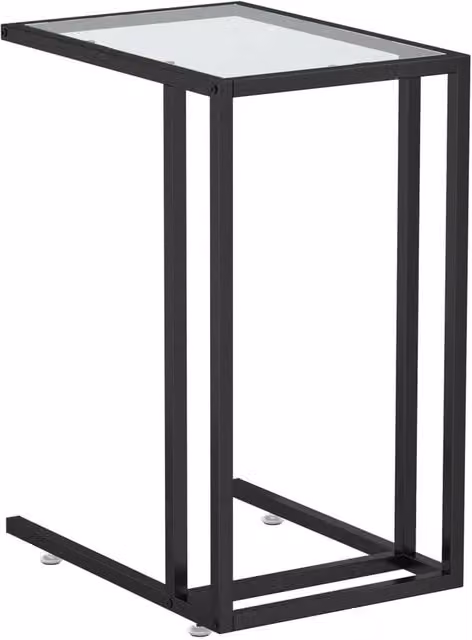 Berkfield Home Modern Computer Side Table in Clear Tempered Glass with Black Metal Sled Base, W: 50 cm, D: 35 cm, H: 65 cm