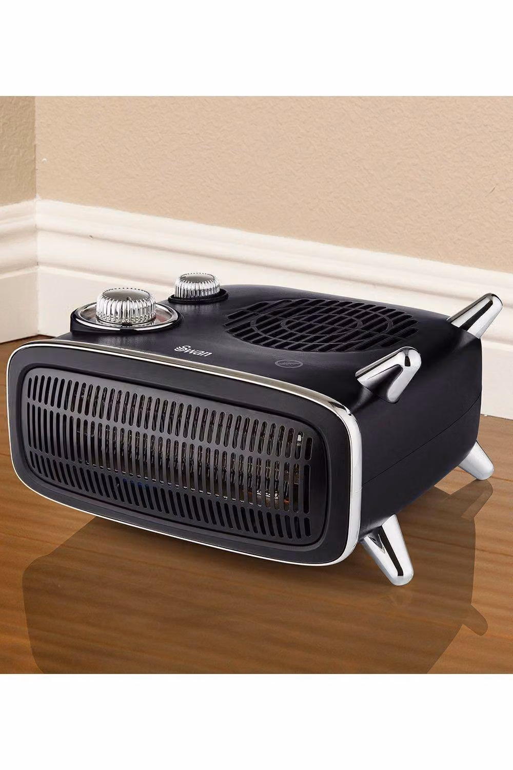 Swan Black Vertical Freestanding Fan Heater with Thermostat – 2