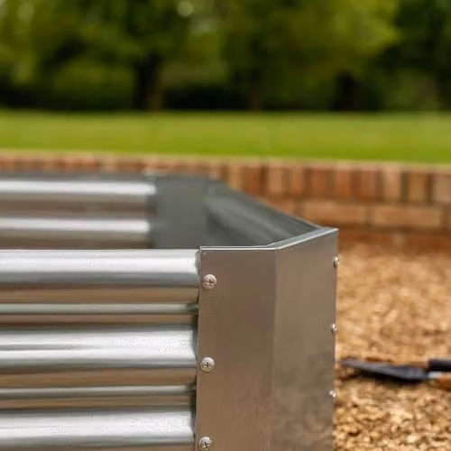 Harbour Housewares Raised Garden Bed, Galvanised Steel Square Planter, Silver, W/D/H: 120 x 120 x 30 cm – 3