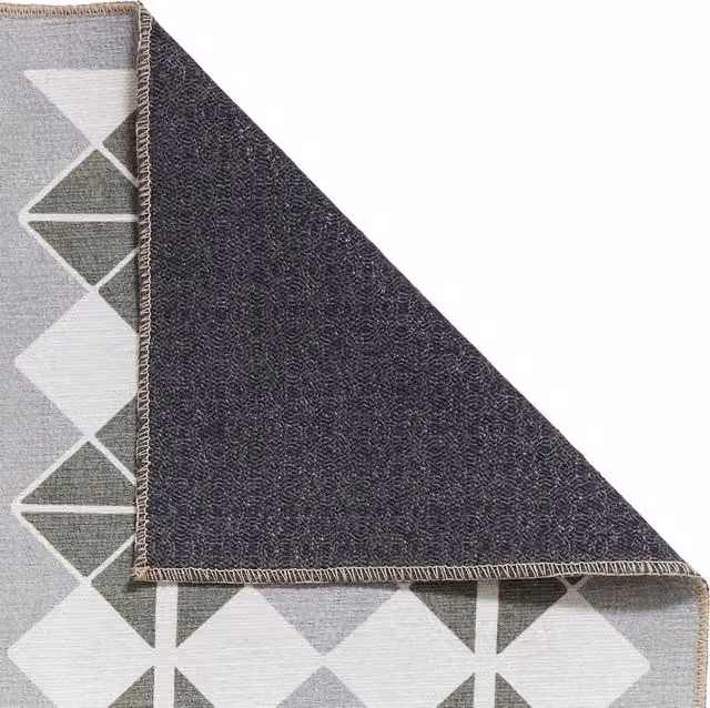 Terrys Vintage Rectangular Flat Weave Kitchen Runner in Grey and Green