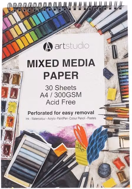 Art Studio Mixed Media Paper Pad, White, A4