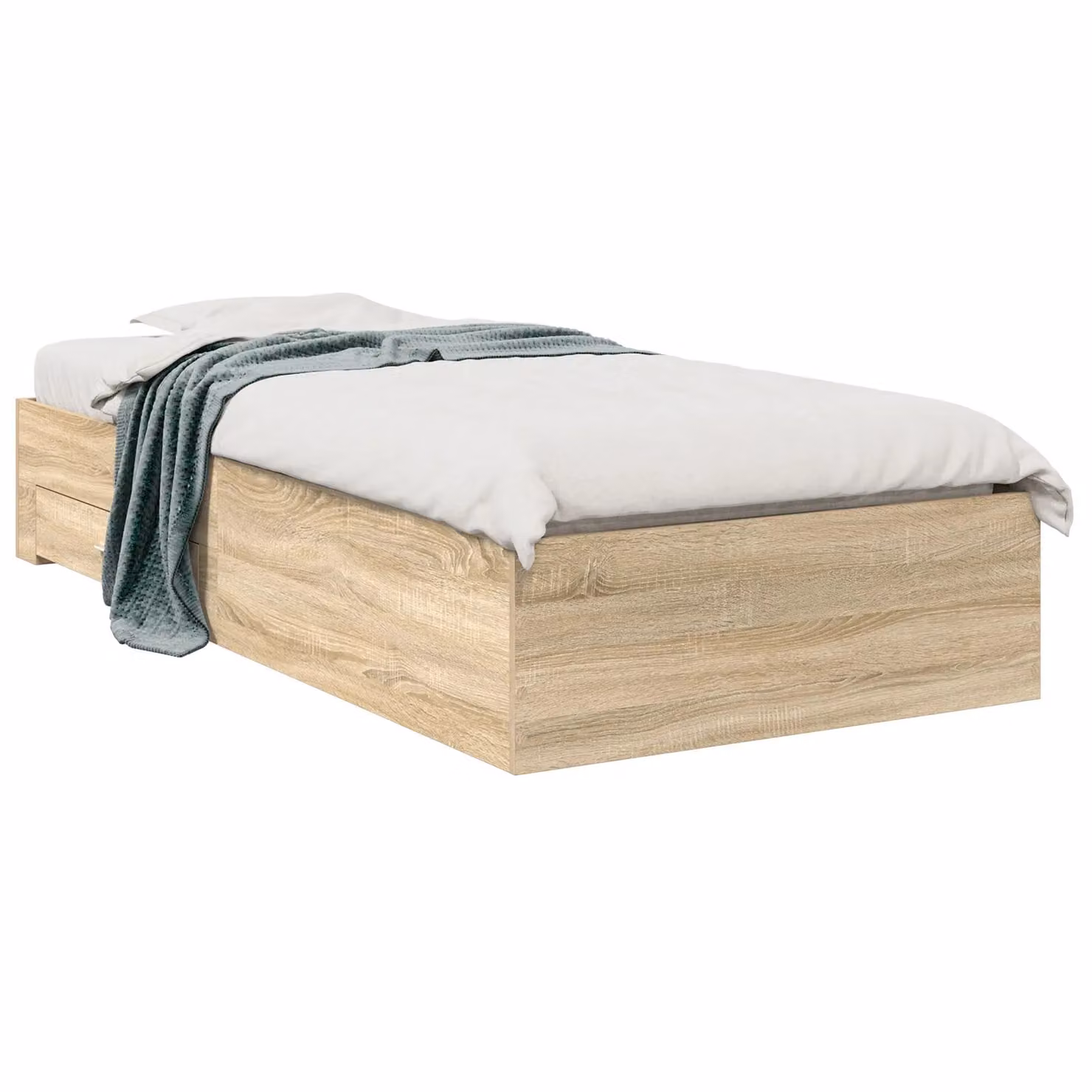 Berkfield Home Sonoma Oak Bed Frame in Brown, W/D/H: 90 x 190 cm – 2