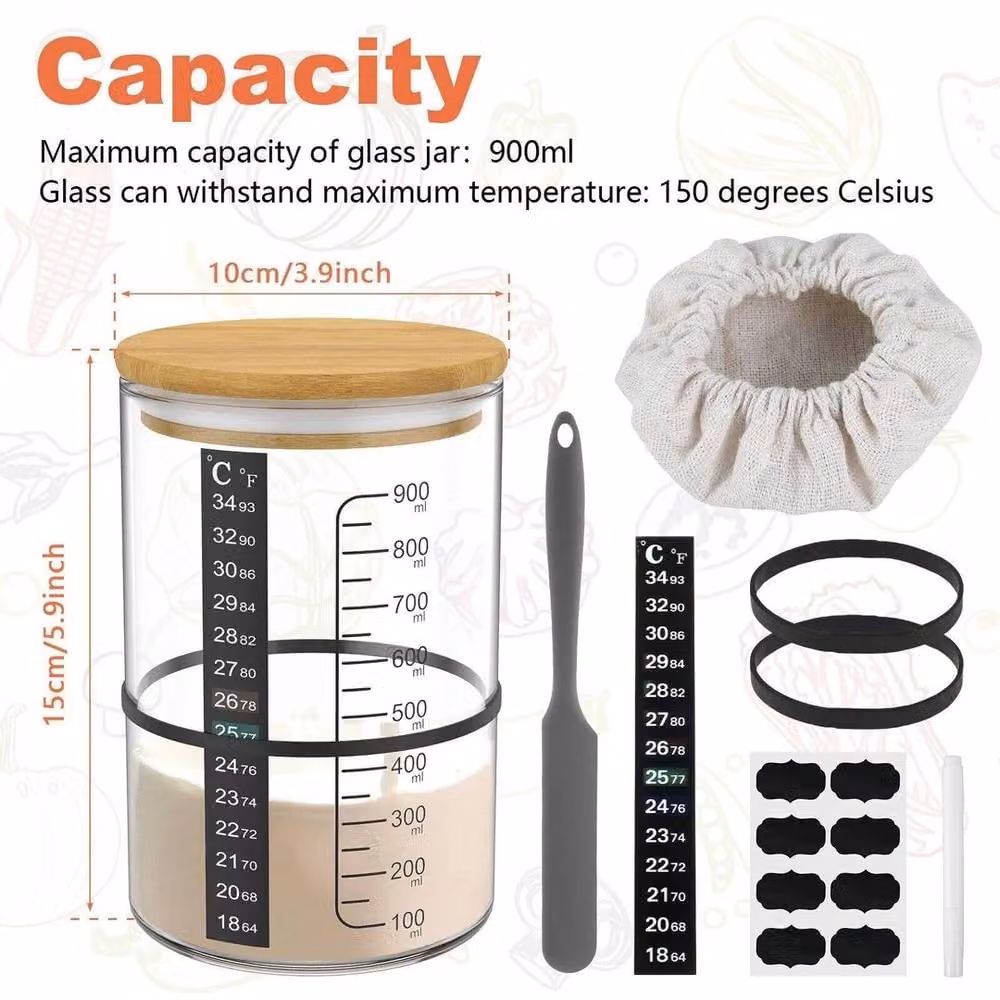 PAWNORA 9-Piece Sourdough Starter Jar Kit in Transparent Glass – 2