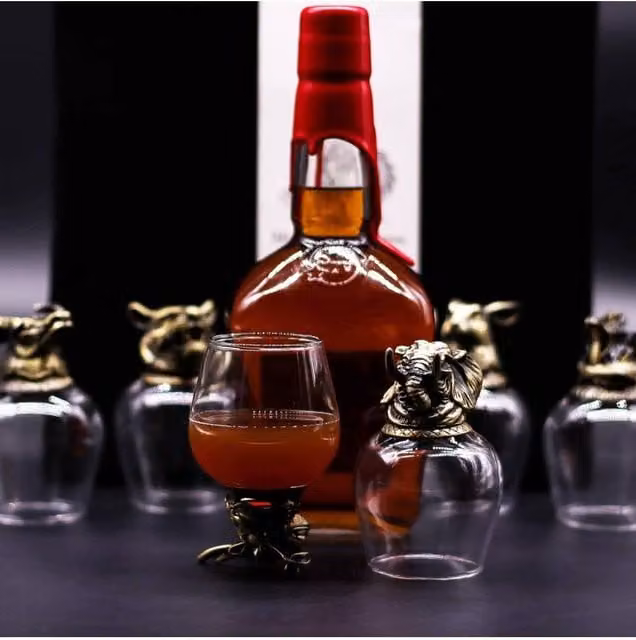 KDMD Mystical Creatures Shot Glass Gift Set of 6, 100ml, Antique Bronze and Transparent