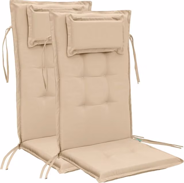 Gardenista Beige Breathable Highback Outdoor Garden Chair Cushion with Ties and Foam Filling