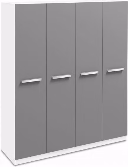 Harmony Moritz Grey and White High Gloss 4 Door Large Wardrobe