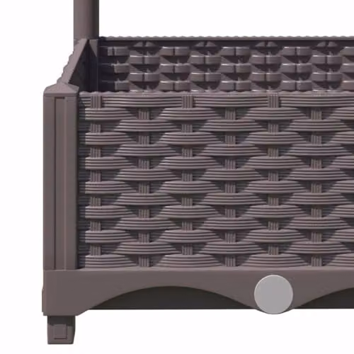 vidaXL Brown Rectangular Garden Planter with Trellis and Climbing Support, Polypropylene – 4