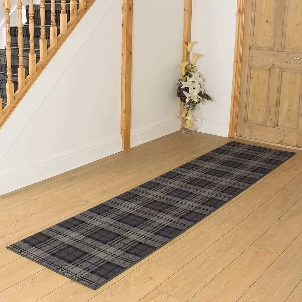 runrug Black Tartan Long Hallway Carpet Runner, W/D/H: 60 x 330 cm – 5