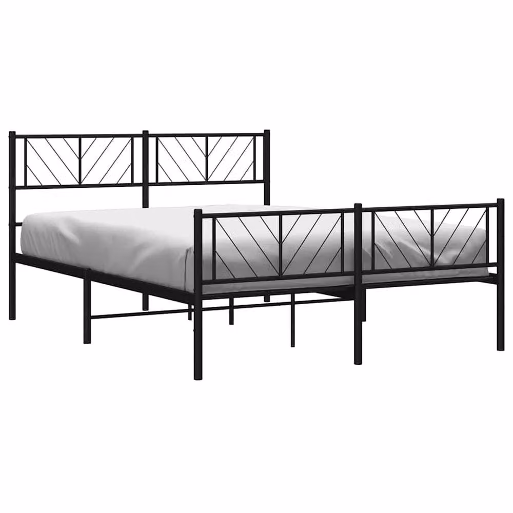 Berkfield Home Metal Bed Frame with Headboard and Footboard in Black, W/D/H: 140 x 190 cm – 3