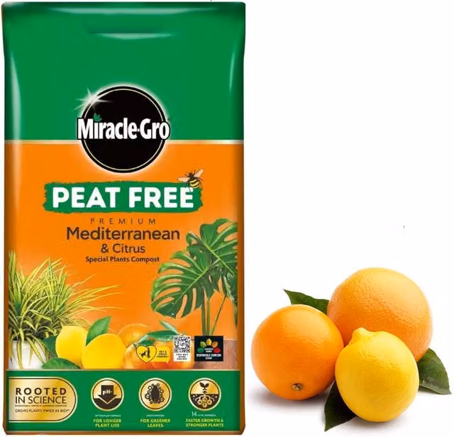 Miracle-Gro Premium Mediterranean Citrus Compost, Peat Free, Brown