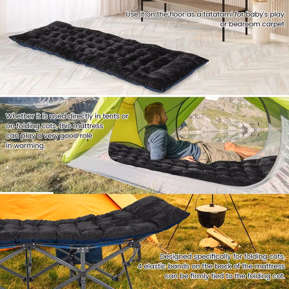 Costway Grey Folding Lounge Chair Cushion, Thickened Recliner Cushion, W/D/H: 190 x 70 x 7 cm – 3