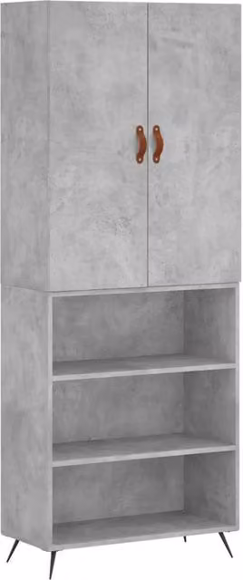Berkfield Home Highboard in Concrete Grey, W: 69.5 cm, D: 34 cm, H: 180 cm – 1