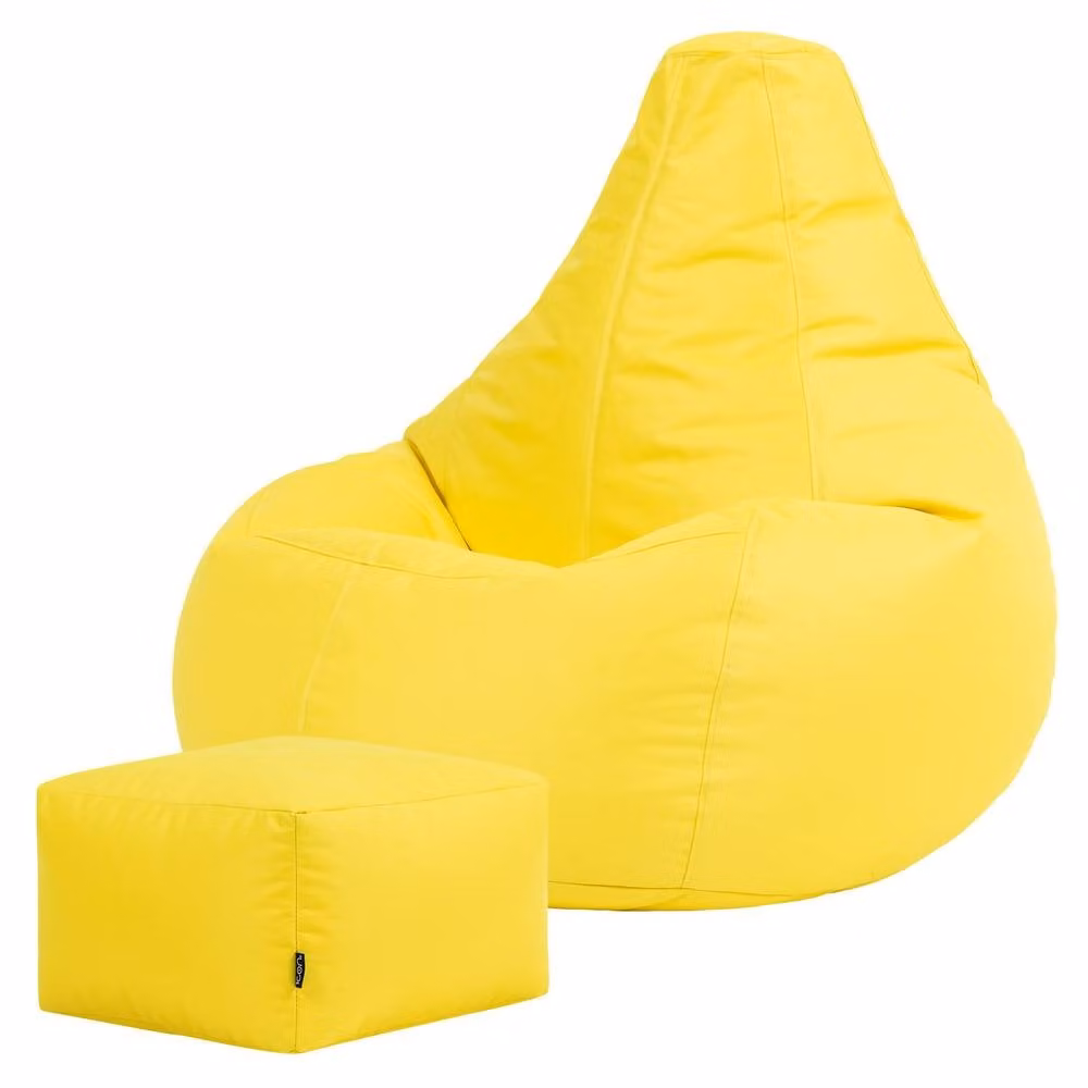 Bean Bag Bazaar Outdoor and Indoor Bean Bag with Footstool and Filling in Yellow – 3