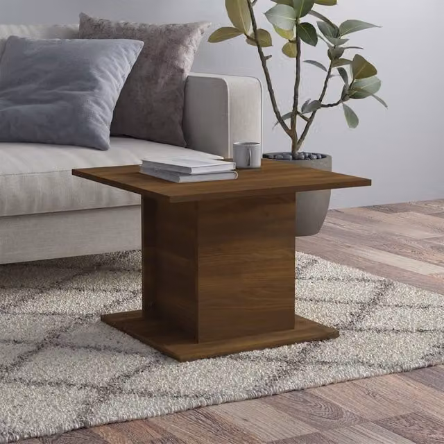 Berkfield Home Square Coffee Table in Brown Oak, W/D/H: 55.5 x 55.5 x 40 cm – 1