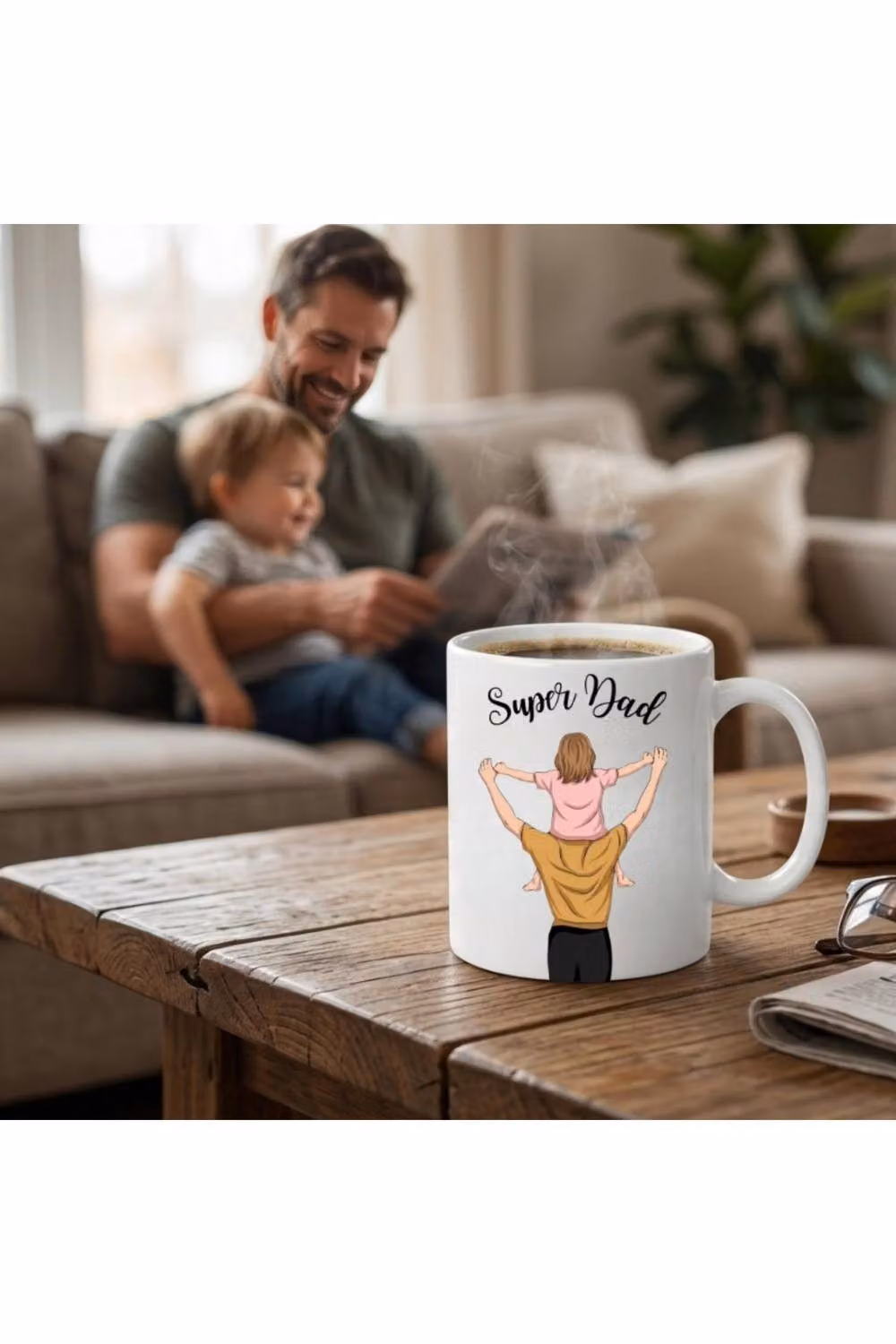 Dyzi Super Dad Ceramic Coffee Mug in White – 2