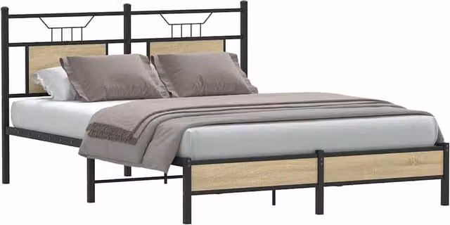 Berkfield Home Sonoma Oak King Size Bed Frame with Drawers in Brown, W/D/H: 150 x 200 x 91.5 cm